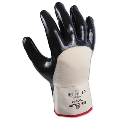 SHOWA 7066-09 7066 Series Glove, White/Navy, Size 9