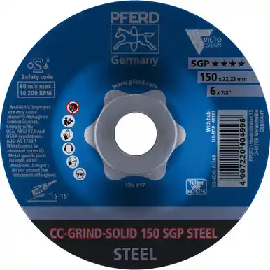PFERD 61169 6" CC-Grind Solid - 7/8" A.H. - SGP Steel Victograin (10pk)