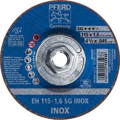 PFERD 63711 4-1/2" x .045" Cut-Off Wheel, 5/8-11 Thd. SG INOX - Type 27 (10pk)