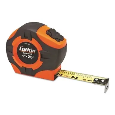 Crescent Lufkin PQR1425N 25 ft Quickread Power Return Tape, Hi-Viz Orange