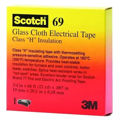 Scotch 100836 Glass Cloth Electrical Tape 69, 1/2" x 66 ft, White