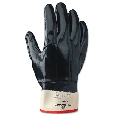SHOWA 7166-10 7166 Series Glove, Navy, Fully Coated, Smooth Grip, X-Large