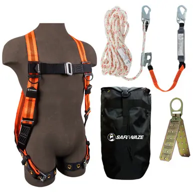 Safewaze 019-3037 - V-Line Bag Roof Kit FS99185-E Harness, 018-7005 VLL, FS870 Anchor, FS8185 Bag