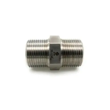 Midland Industries SS5404-M16-NM8 - Hex Nipple, 1" Threaded Hose x 1/2" NPT(M), Stainless Steel