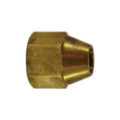 Midland Industries 10024 - Hex Reducing Short Rod Nut, 1/2 x 3/8" SAE 45° Flare, Brass