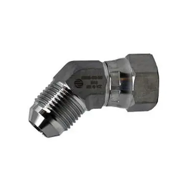 Midland Industries SS6502-04-04 - 45° Elbow, 1/4" Male JIC x 1/4" Female JIC Swivel, Stainless Steel