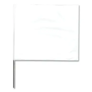 Presco 4521W Stake Flag, 4" x 5", 21" Height, White, PVC/Steel Wire (100pk)