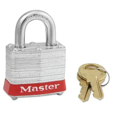 Master Lock 3KARED-0774 Laminated Padlock, 9/32" Shackle, Keyed Alike