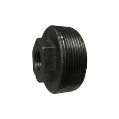 Midland Industries 65511 - Reducer Hex Bushing, 1" MPT x 3/8" FPT, Iron, Black