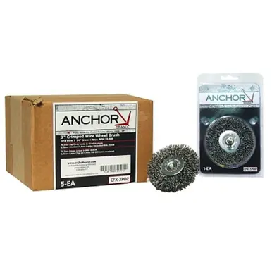 Anchor Brand 8C1 Crimped Wheel Brush, 8" x 1", 0.014" Carbon Steel