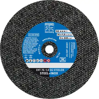 PFERD 69301 - 3" x .03 - 5" Die Grinder Wheel, 1/4" AH A-PSF 60 Grit - Type 1 (50pk)