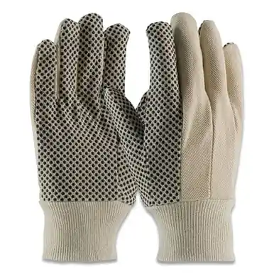 Anchor Brand 1005 Premium Canvas Dotted Gloves, 8 oz Cotton, Men‘s, White/Black (12pk)