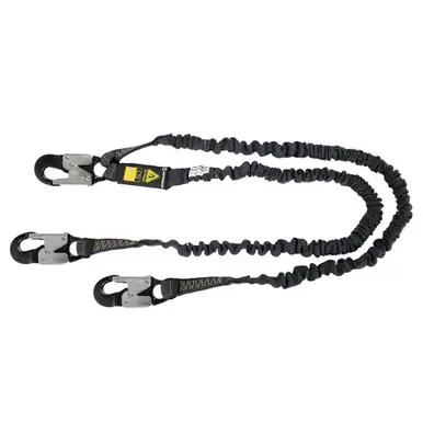 Safewaze 023-2103 - Arc Flash 6‘ Energy Absorbing Lanyard Aramid, Dual Leg, Alu Snap Hooks