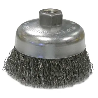 Anchor Brand BW-340 Crimped Wire Cup Brush, 4" Dia, 0.02" Carbon Steel Wire