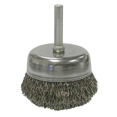 Weiler 14306 Stem-Mounted Crimped Wire Cup Brush, 2", 0.0118" Steel Wire