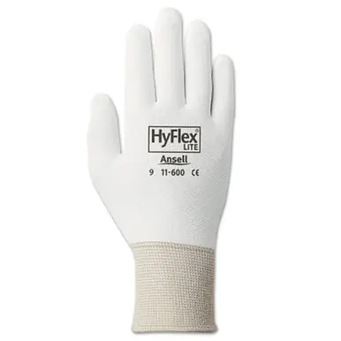 HyFlex 11-600-7-WH Palm-Coated Gloves, Size 7, White