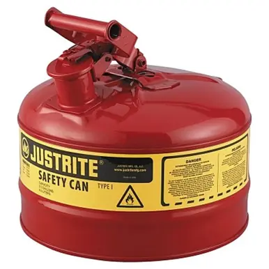 Justrite 7125100 Type I Safety Can, 2.5 Gal, Gas, Red