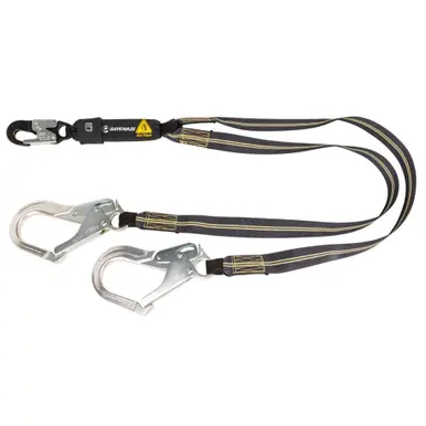 Safewaze 020-2041 - Arc Flash 6‘ Energy Absorbing Lanyard Aramid, Dual Leg, Alu Rebar Hooks