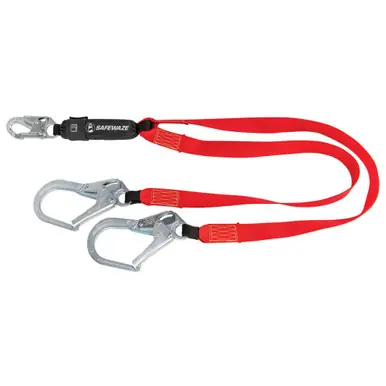 Safewaze FS77435-WE-DL - Welding 6‘ Energy Absorbing Lanyard Dual Leg, Rebar Hooks