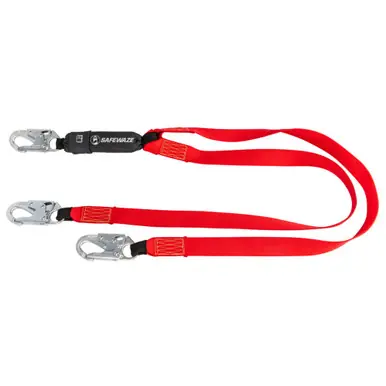 Safewaze FS77430-WE-DL - Welding 6‘ Energy Absorbing Lanyard Dual Leg, Snap Hooks