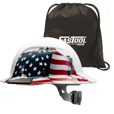 LIFT HDF-24AF - DAX Fiber Resin Full Brim Hard Hat (American Flag) w/ Tote Bag
