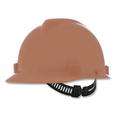 MSA 461180 V-Gard Slotted Hard Hat, Staz-On Suspension, Tan