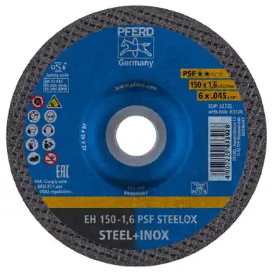 PFERD 63725 - Cut-Off Wheel, 6" x .045 x 7/8, PSF STEELOX, T27, Aluminum oxide (25pk)