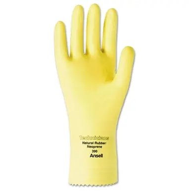 Ansell 390-10 Technicians Gloves, Natural Latex/Neoprene Blend, Size 10 (12pk)