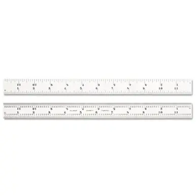 Starrett 52679 Spring Tempered Rule, 12", 4R Graduation