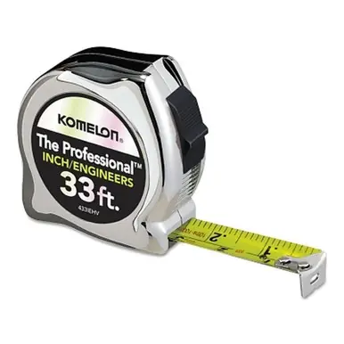 Komelon 433IEHV Tape Measure, 33‘ x 1", Hi-Vis Yellow