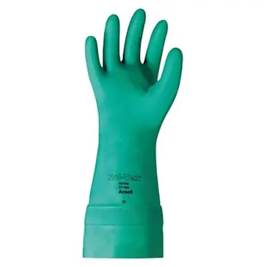 AlphaTec 37-165-9 Nitrile Gloves, Gauntlet Cuff, Unlined, Size 9, Green, 22 mil (12pk)