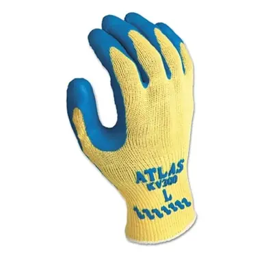 SHOWA KV300M-08 Atlas Rubber Palm-Coated Glove, Blue/Yellow, Medium