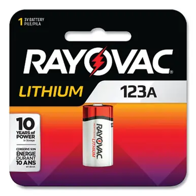 RAYOVAC RL123A-1G Lithium Photo Battery, 3V, 123A