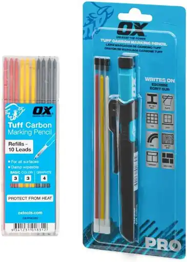 OX Pro Tuff Carbon Pencil Value Pack Includes Pencil, Basic Color, Graphite, and Tile Leads -