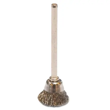 Weiler 26076 Miniature Stem-Mounted Cup Brush, 5/8", 0.005" SS Wire
