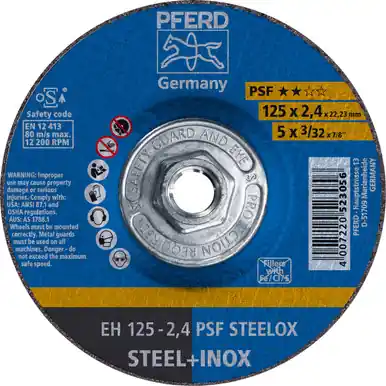 PFERD 63724 5" x 3/32" Cut-Off Wheel, 5/8-11 Thd. PSF STEELOX - Type 27 (10pk)
