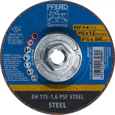 PFERD 69912 4-1/2" x .045" Cut-Off Wheel, 5/8-11 Thd. PSF STEEL - Type 27 (10pk)