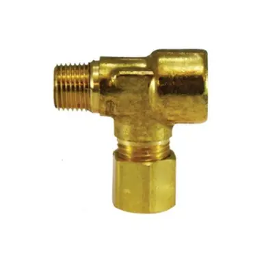 Midland Industries 00076-0404 - Adapter Tee, 1/4" NPT(M)F x 1/4" NPT(F)F x 1/4" Compression, Brass