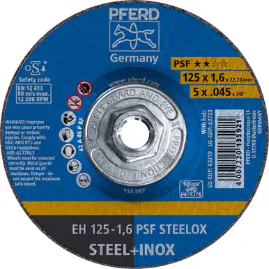 PFERD 63723 5" x .045" Cut-Off Wheel, 5/8-11 Thd. PSF STEELOX - Type 27 (10pk)