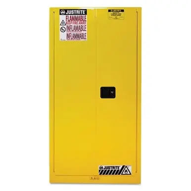 Justrite 896020 Yellow Safety Cabinet for Flammables, Self-Closing, 60 Gallon