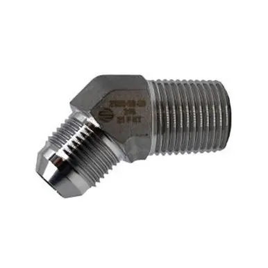 Midland Industries SS2503-06-04 - 45° Elbow, 3/8" 37° JIC Male Flared x 1/4" NPT(M), Stainless