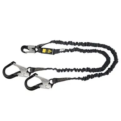 Safewaze 023-2104 - Arc Flash 6‘ Energy Absorbing Lanyard Aramid, Dual Leg, Alu Rebar Hooks