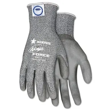 MCR Safety N9677L Ninja Force Coated Gloves, Large, Gray/Salt and Pepper