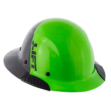 LIFT HDF50C-20GC - DAX Carbon Fiber Full Brim 50-50 Hard Hat (Lime Green/Black)