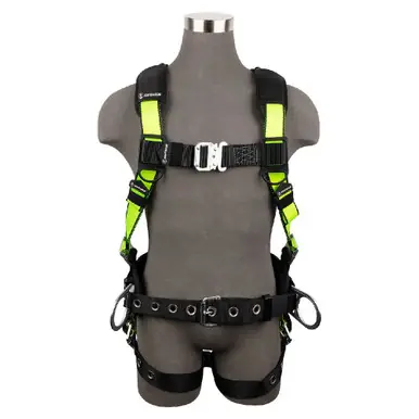 Safewaze FS170-QC-2X - PRO Construction Harness 3D, QC Chest, TB Legs, Fixed Waist Pad (2X)