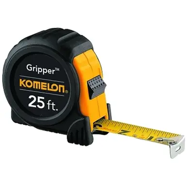 Komelon USA 5425 Gripper Series Power Tape Measure, 25‘ x 1", Black