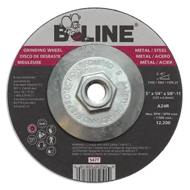 B-Line 547T Grinding Wheel, 5" x 1/4", 24 Grit