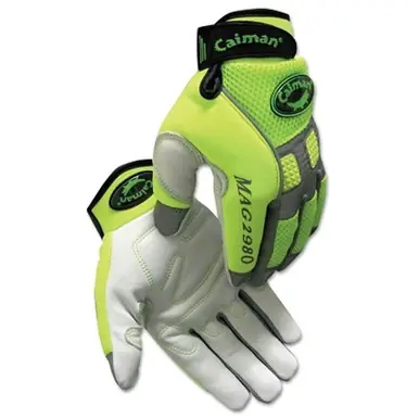 Caiman 2980-S Hi-Vis Mechanics Gloves, S, Lime Green