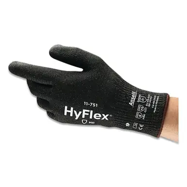 HyFlex 11-751-9 Cut-Resistant Gloves, Size 9, Black