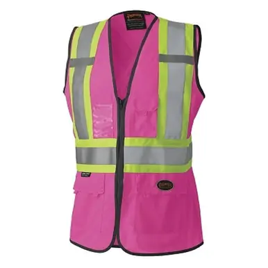 Pioneer V1021840U-L Ladies Mesh Safety Vest, Pink, L